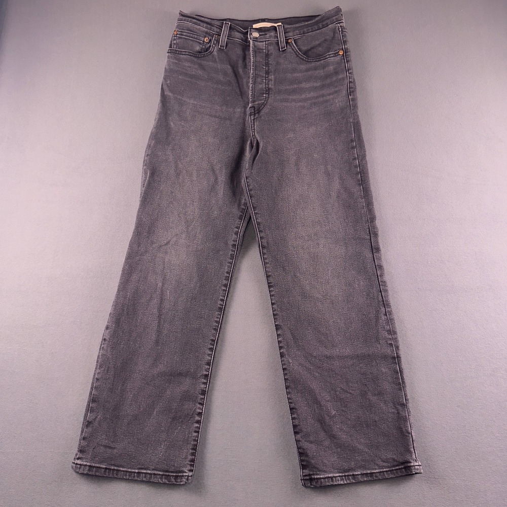 Levis Ribcage Straight Ankle Jeans 29 Faded Black High Rise 72693-0134